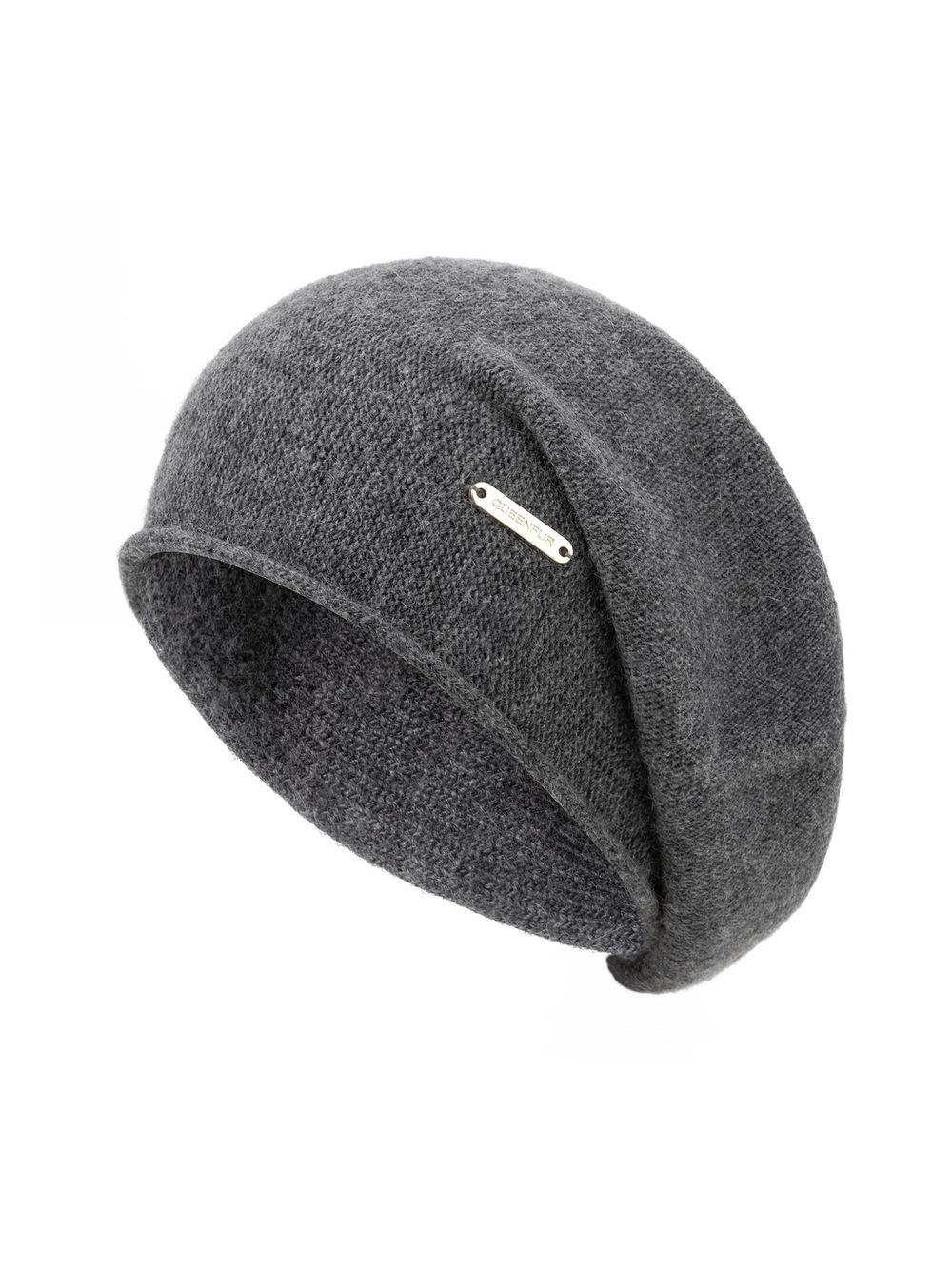 Knit Slouchy Beanie Hats for Women Cashmere Ski Cap | Dark Gray | Size OS